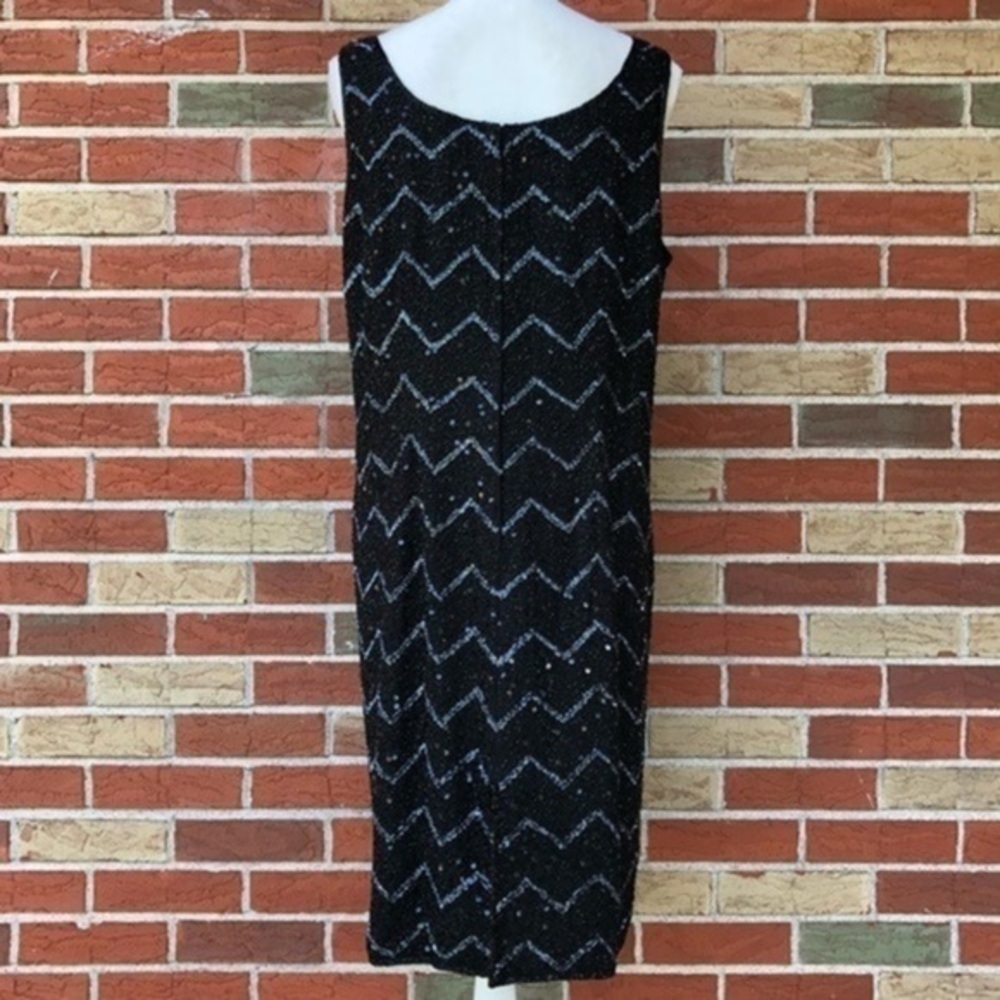 JKARA New York Beaded Sequin Round Neck Black Sleeveless Mini Dress 👗 - Picture 7 of 12